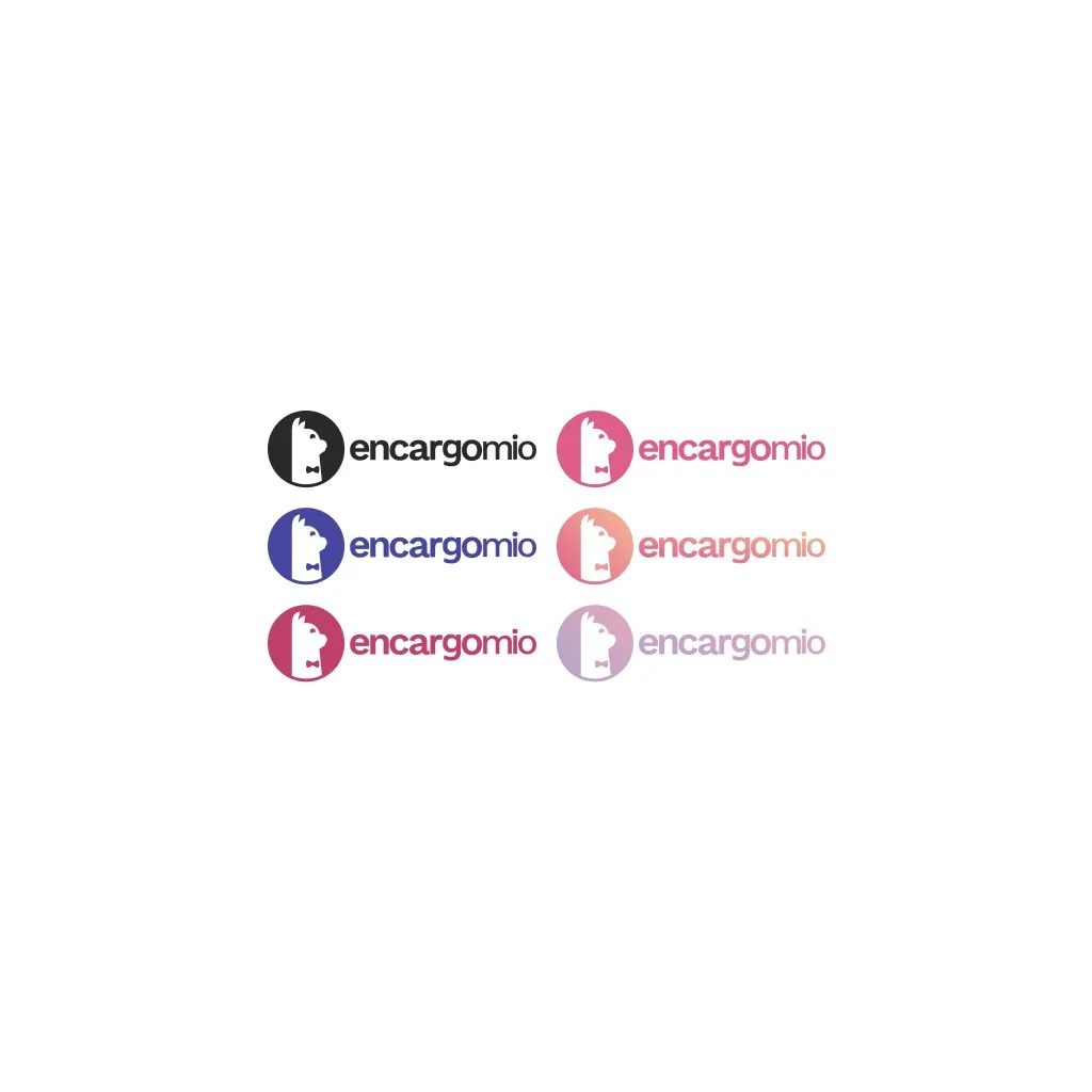 Encargomio wordmark and symbol variations in black and pink